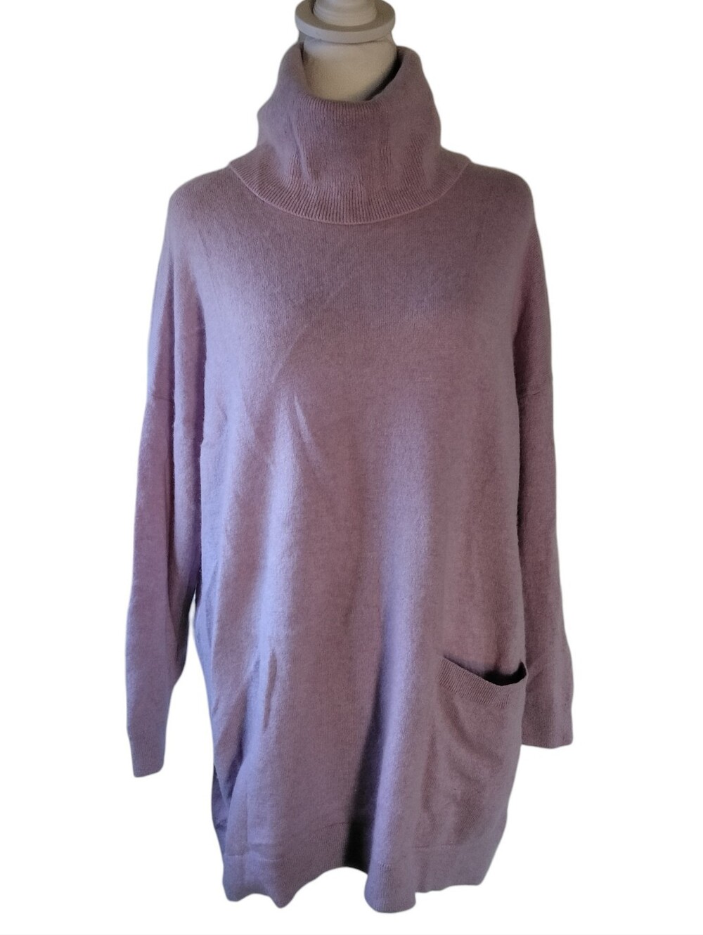 Garnet Hill Sylvie Cashmere Cowl Neck Sweater Light Purple Size Medium
